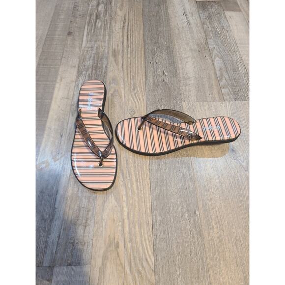 Michelle D size 7 womens striped heeled sandals - Picture 1 of 10